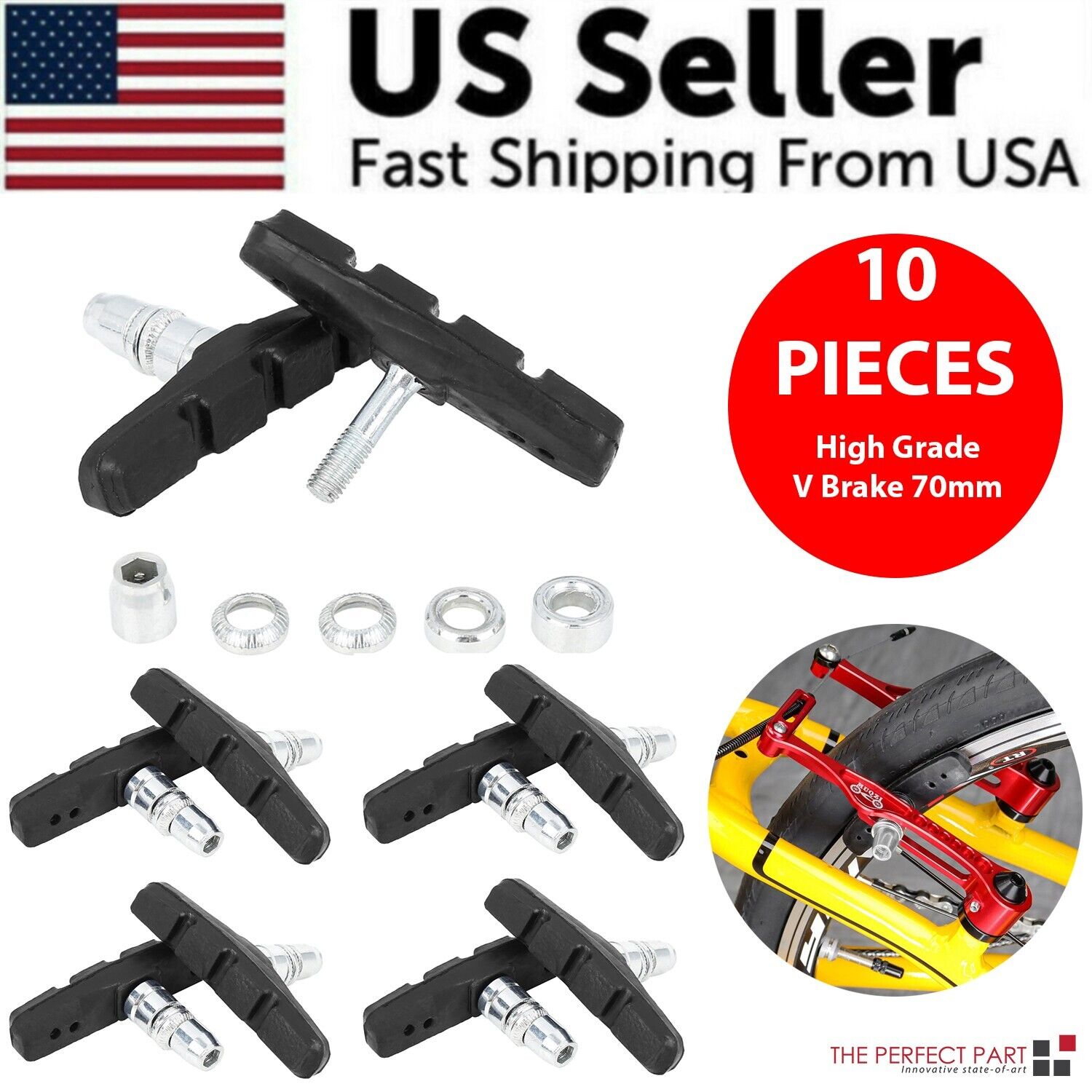 5 Pairs High Grade Cycling Bicycle Bike V Brake Pads 70mm Shoes Pads