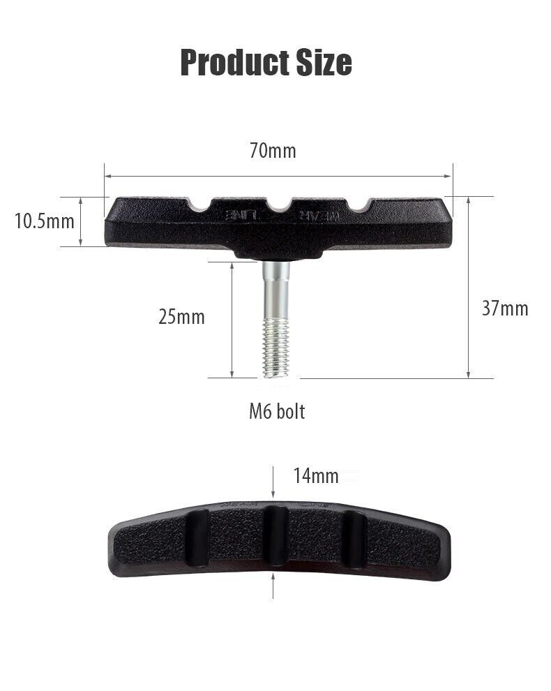 5 Pairs High Grade Cycling Bicycle Bike V Brake Pads 70mm Shoes Pads