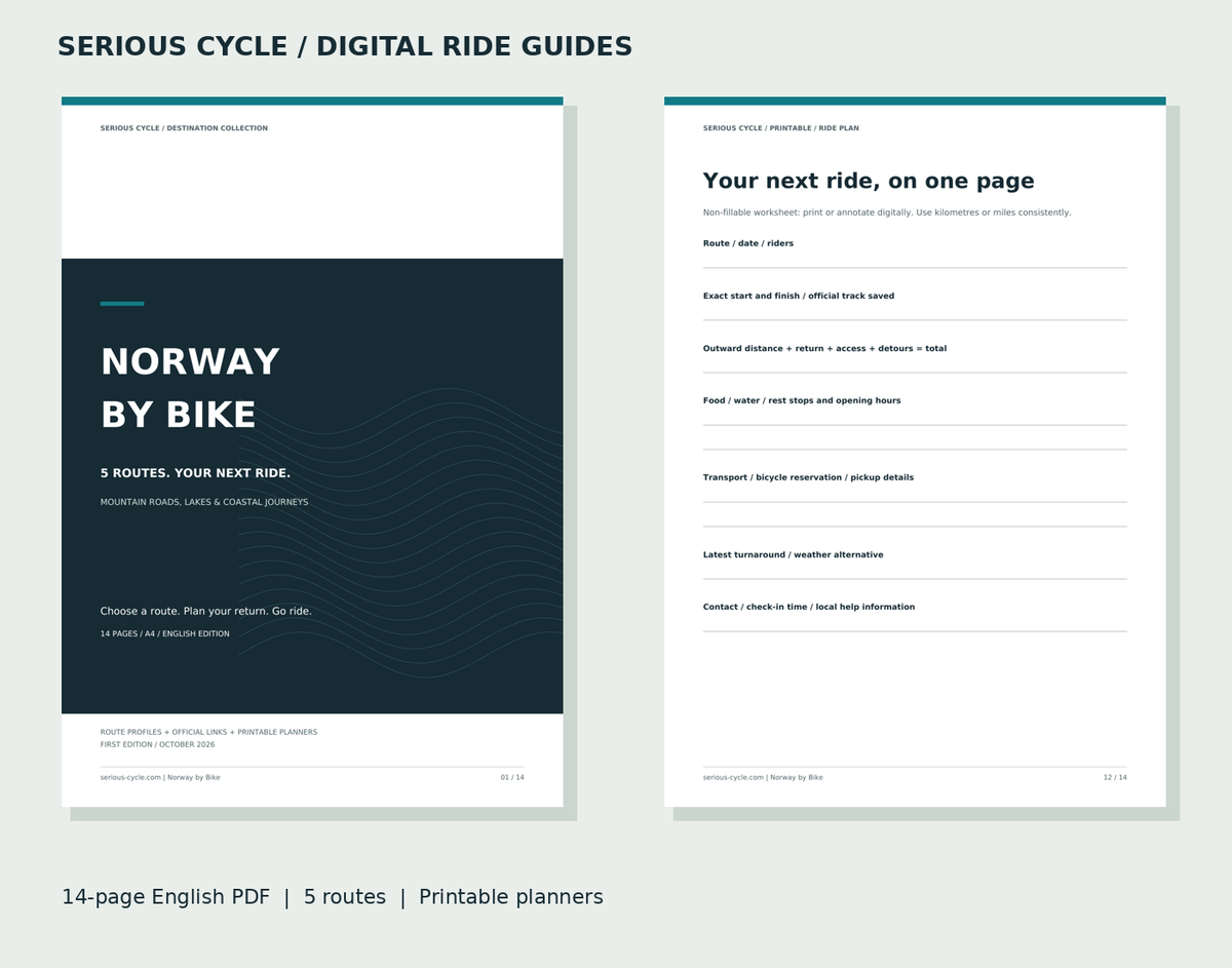 Norway by Bike: actual PDF cover and printable ride planner