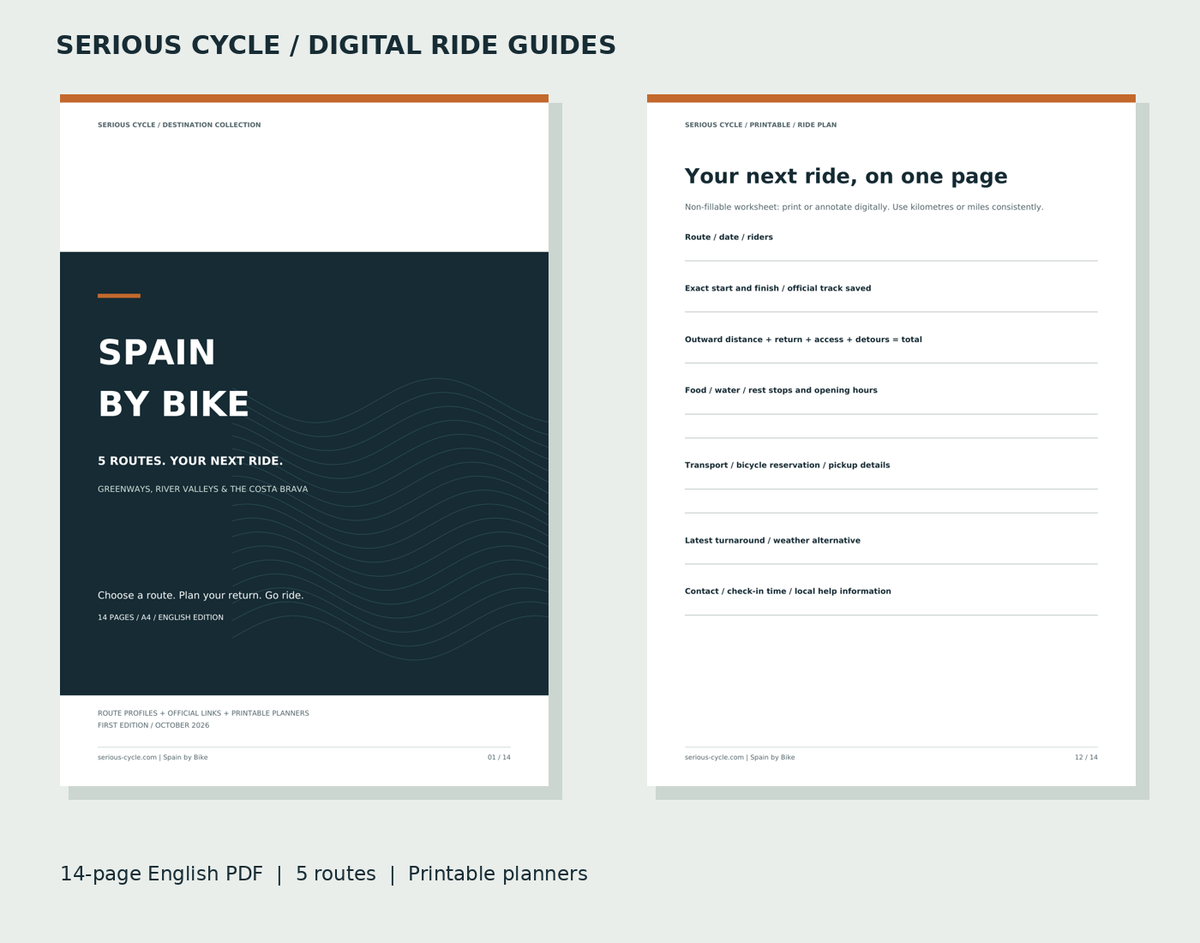 Spain by Bike: actual PDF cover and printable ride planner