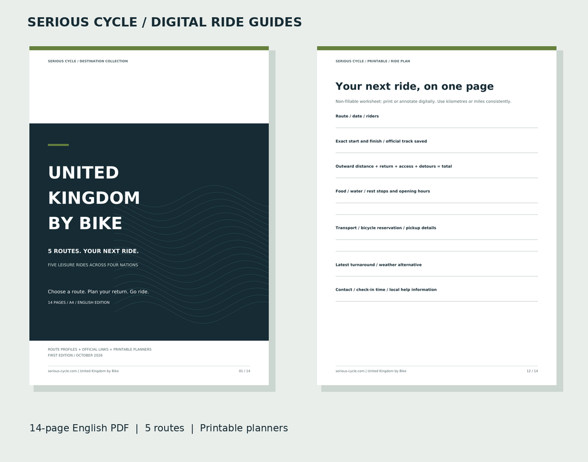 United Kingdom by Bike: actual PDF cover and printable ride planner