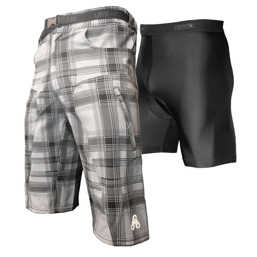 Enduro Men’s MTB Shorts with Padded Underliner – Trail-Ready Comfort and Performance (Grey, Black, or Plaid)