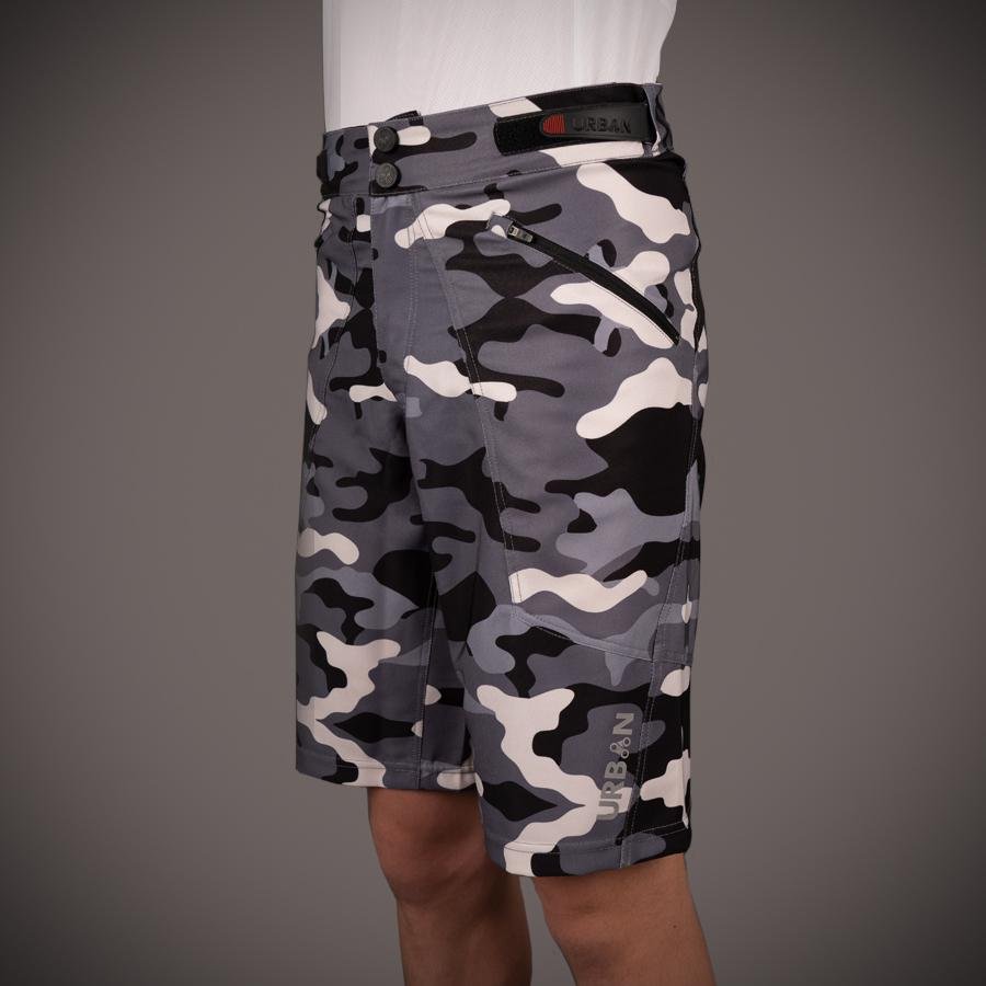 The Shredder Camo — Men's MTB Shorts with Detachable Padded Undershorts | Green & Black Camo