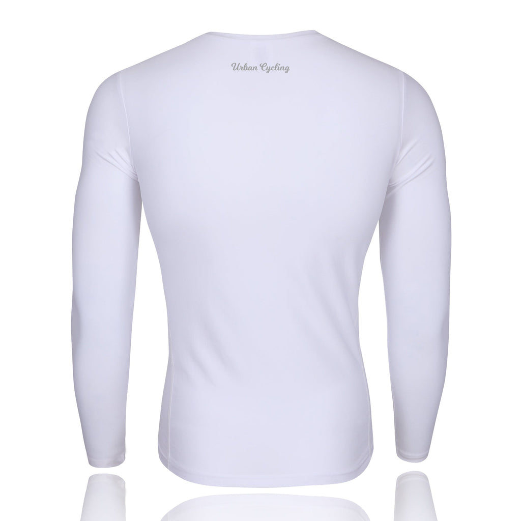 Men's Mesh Base Layer - White Long Sleeve Cycling Undershirt